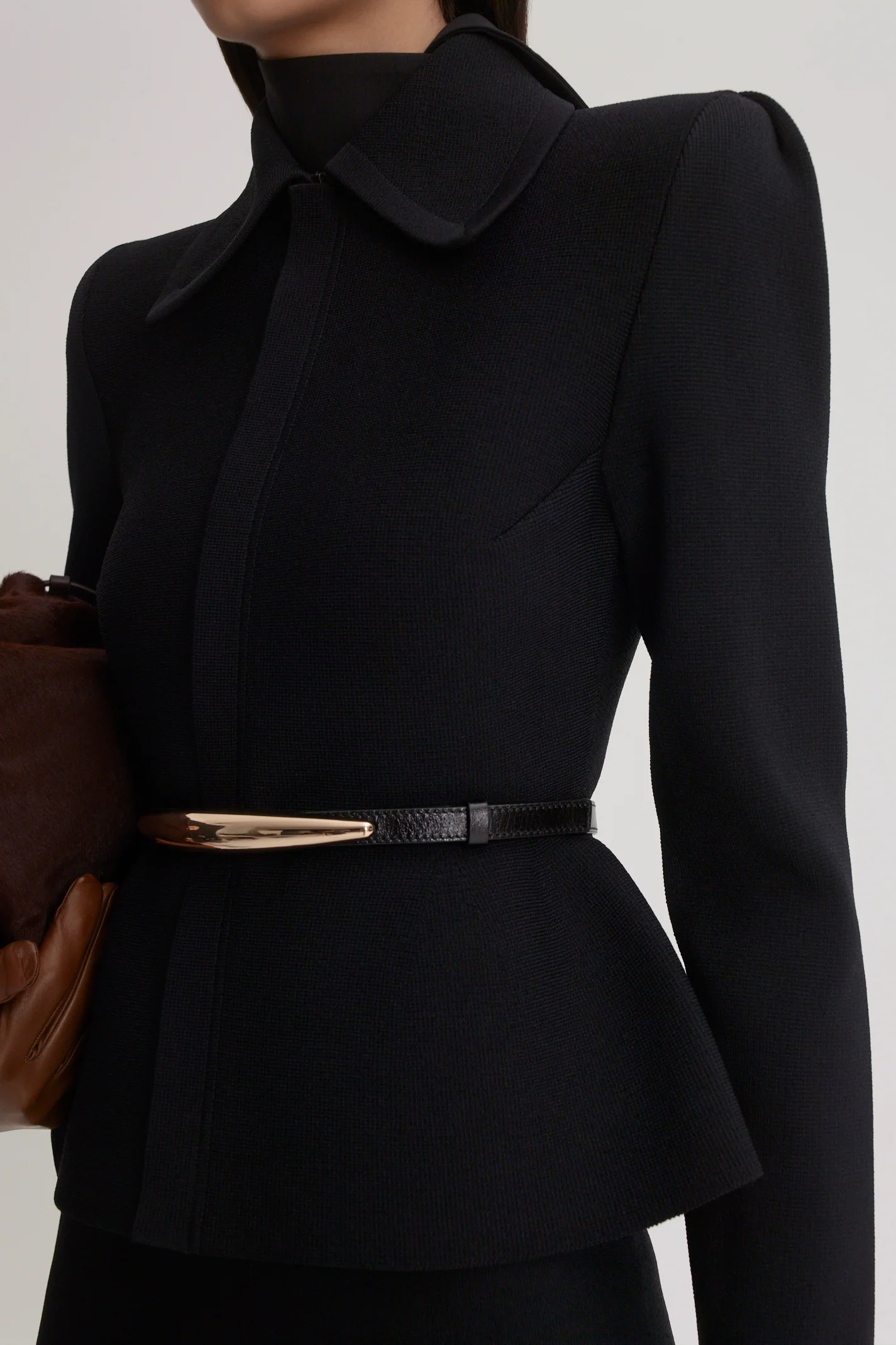 CREPE KNIT PEPLUM COLLAR JACKET - Image 8