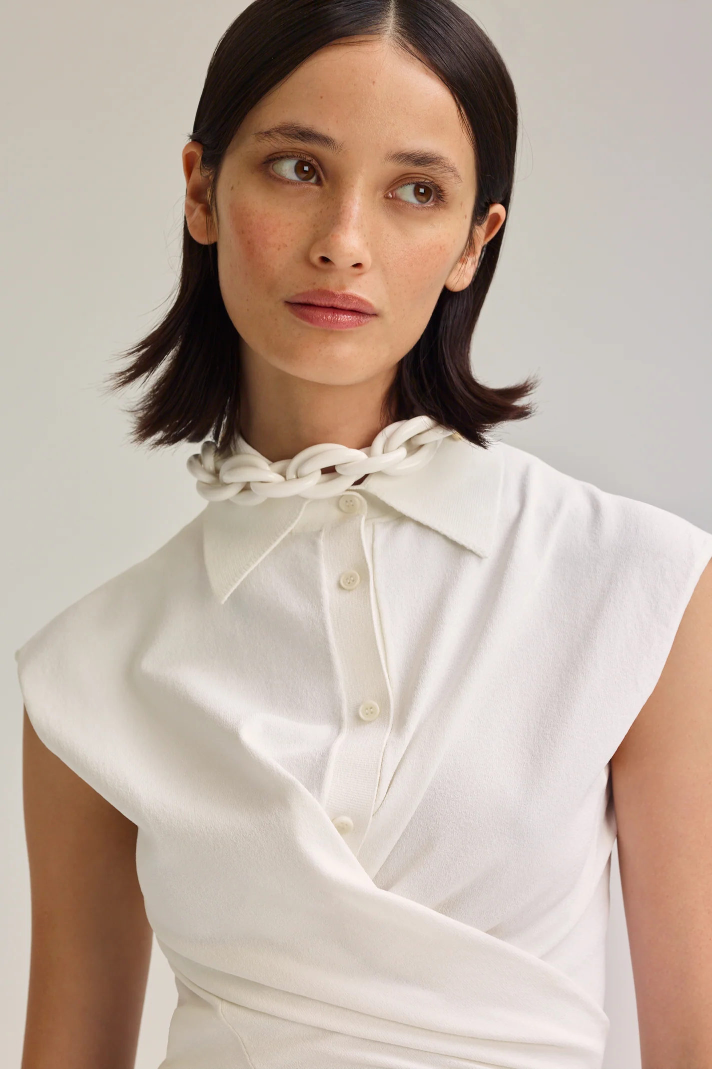 CREPE KNIT WRAP SHIRT - Image 3