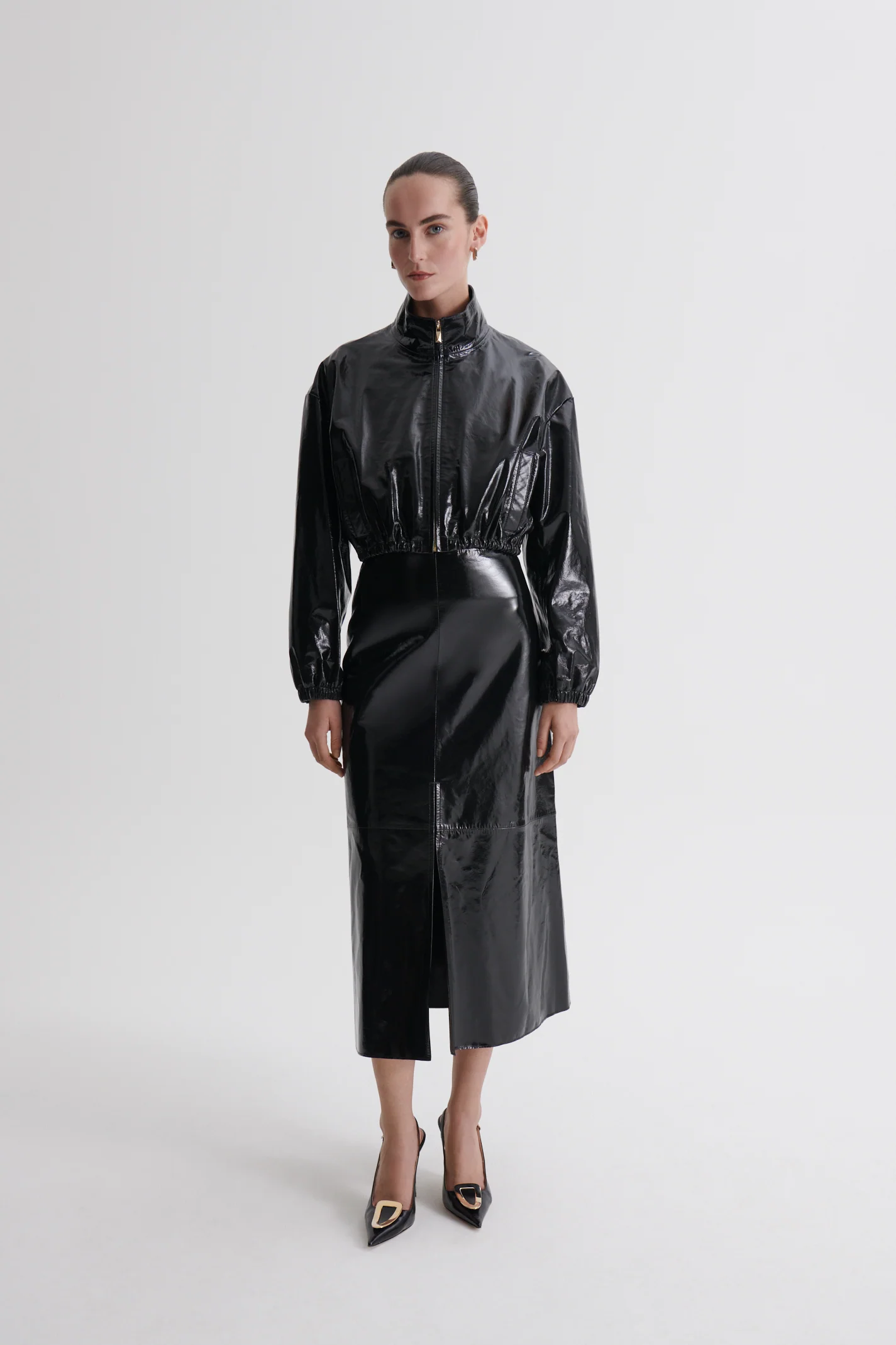 FUNNEL NECK LEATHER JACKET - Image 4