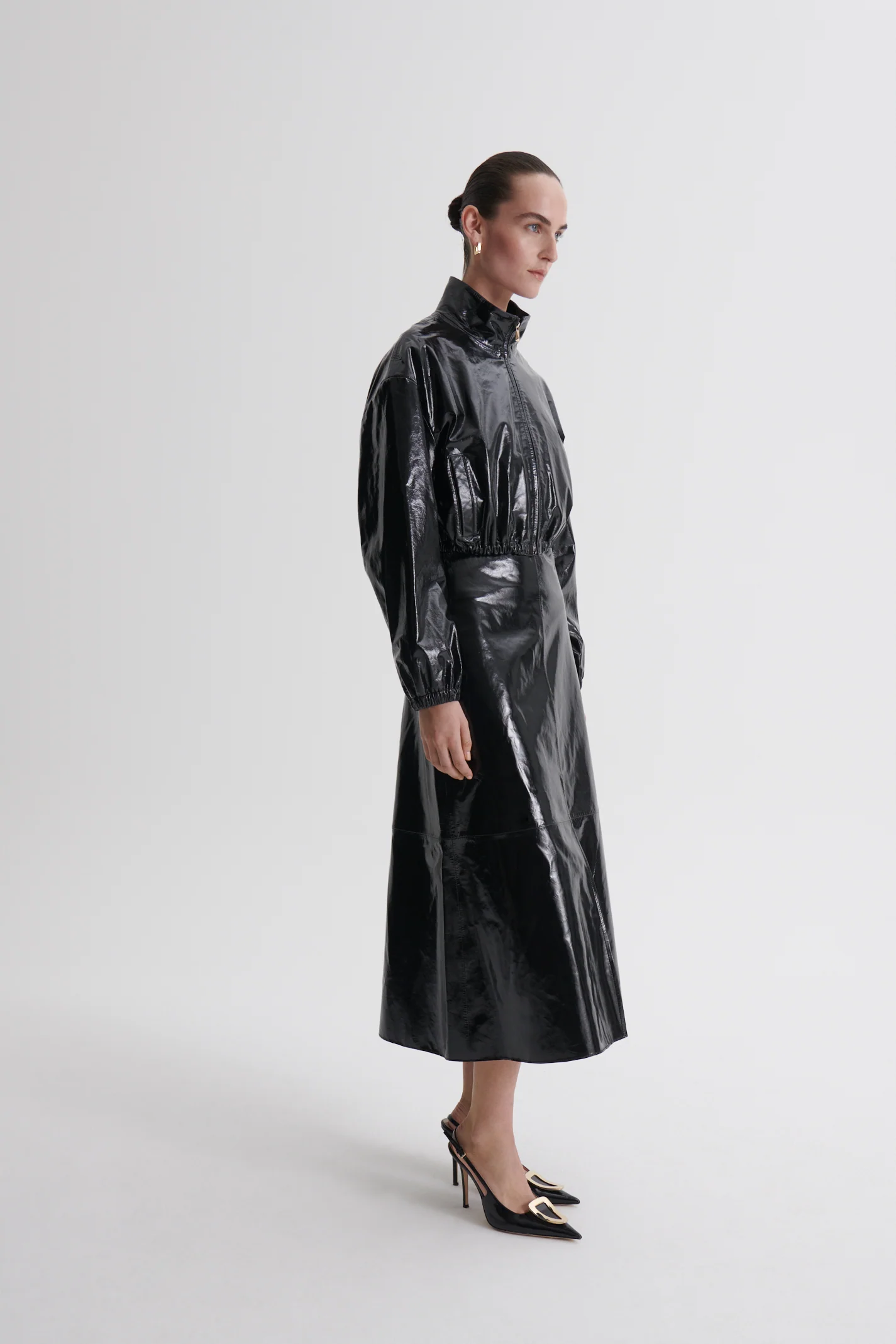 FUNNEL NECK LEATHER JACKET - Image 5