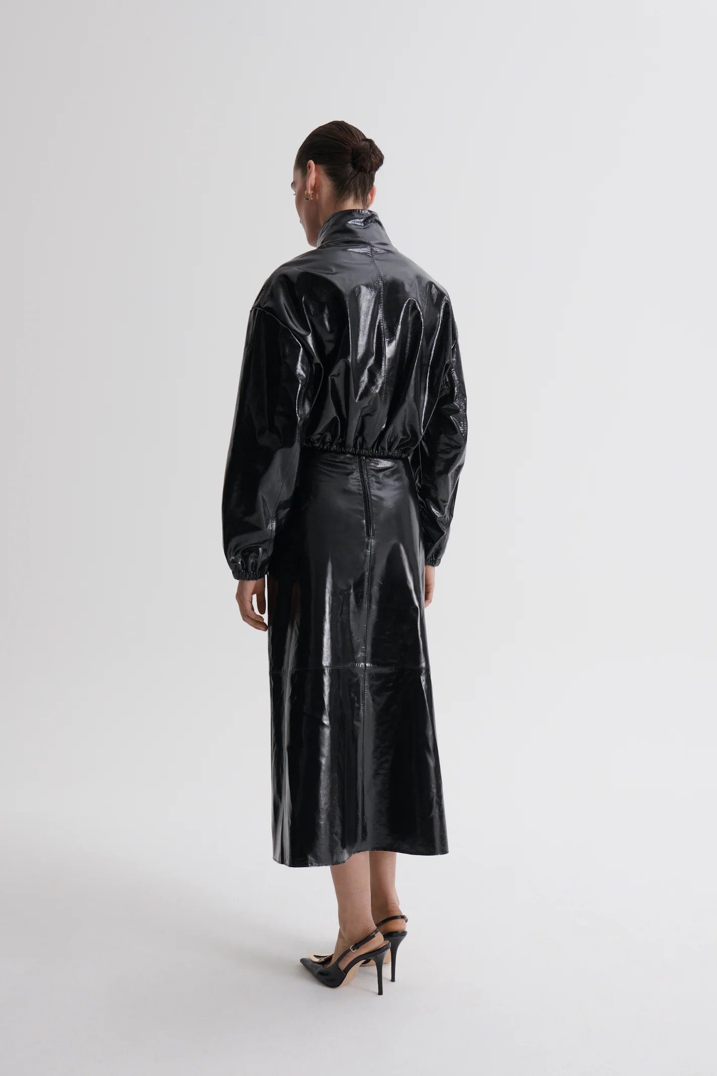 FUNNEL NECK LEATHER JACKET - Image 6